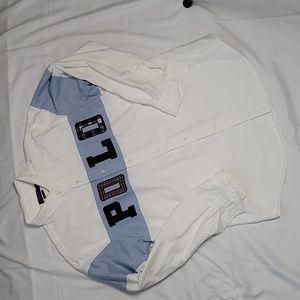 Polo Ralph Lauren White Spellout Classic L/S Button Down Large Oxford